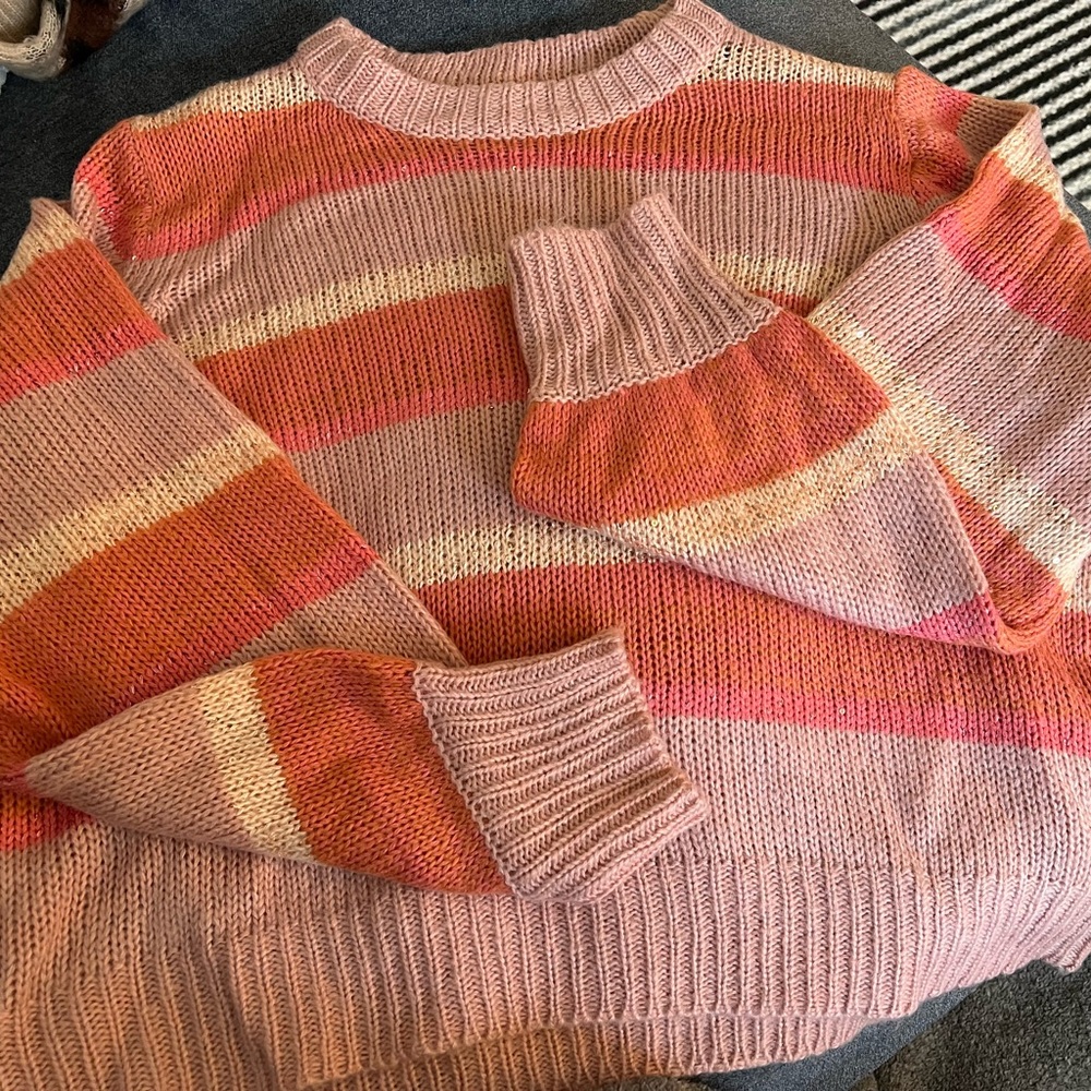 Striped Pink and Orange Women's Sweater